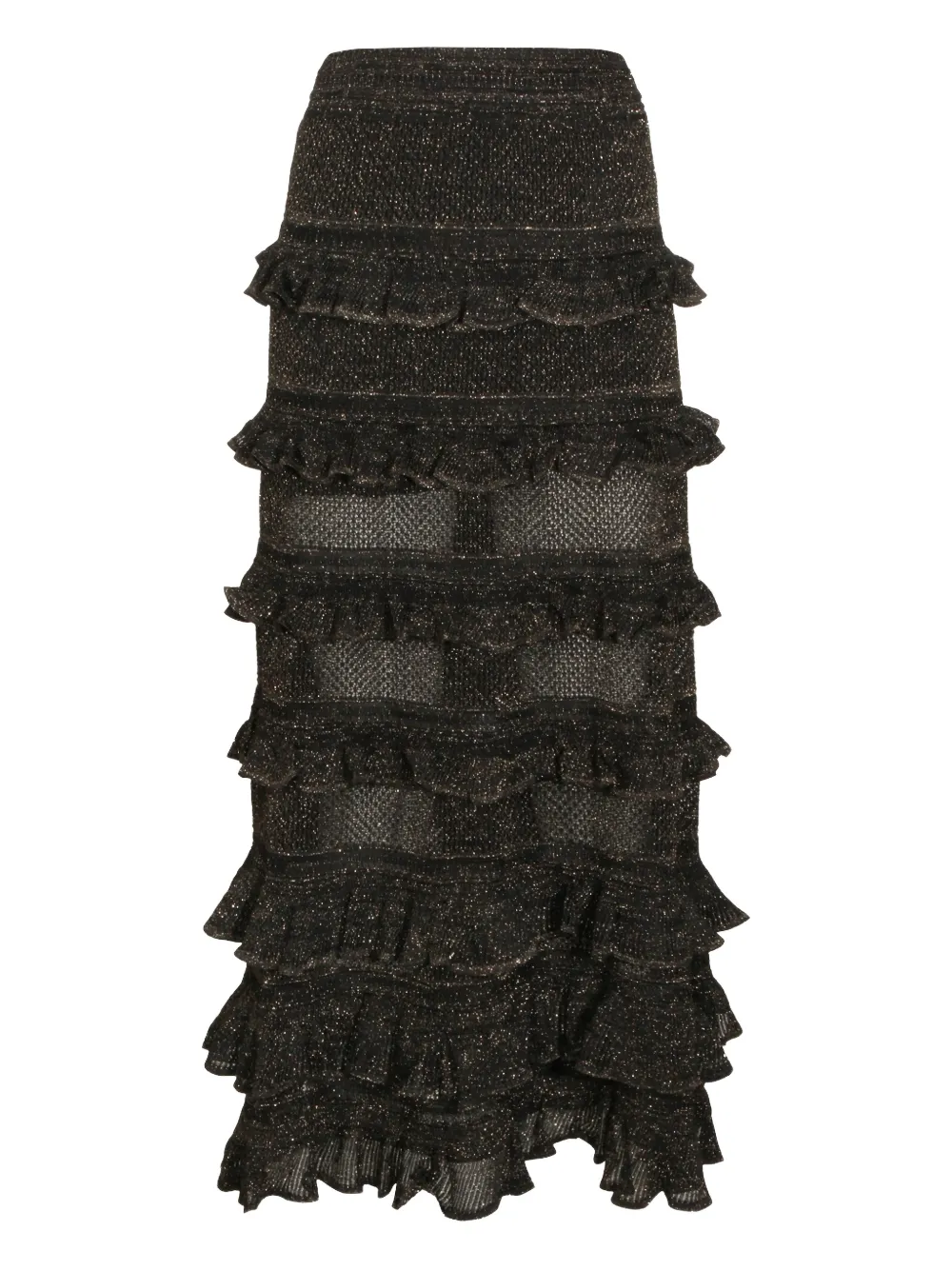 ZIMMERMANN midi ruffled tiers skirt - Nero
