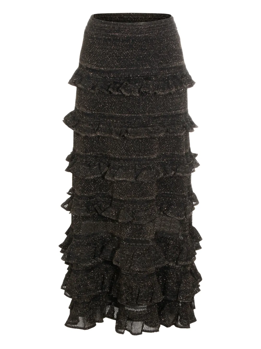 ZIMMERMANN midi ruffled tiers skirt - Nero