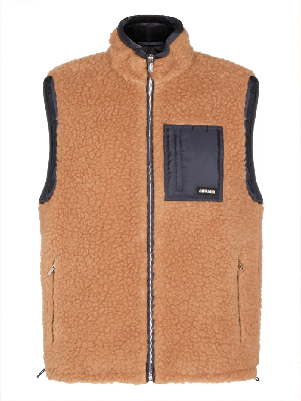 Miu Teddy bodywarmer met rits en zak Bruin