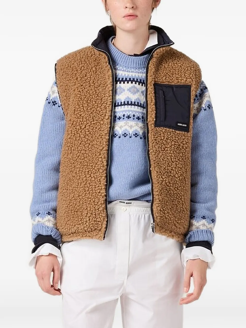 Miu Fleece bodywarmer met rits en zak Bruin