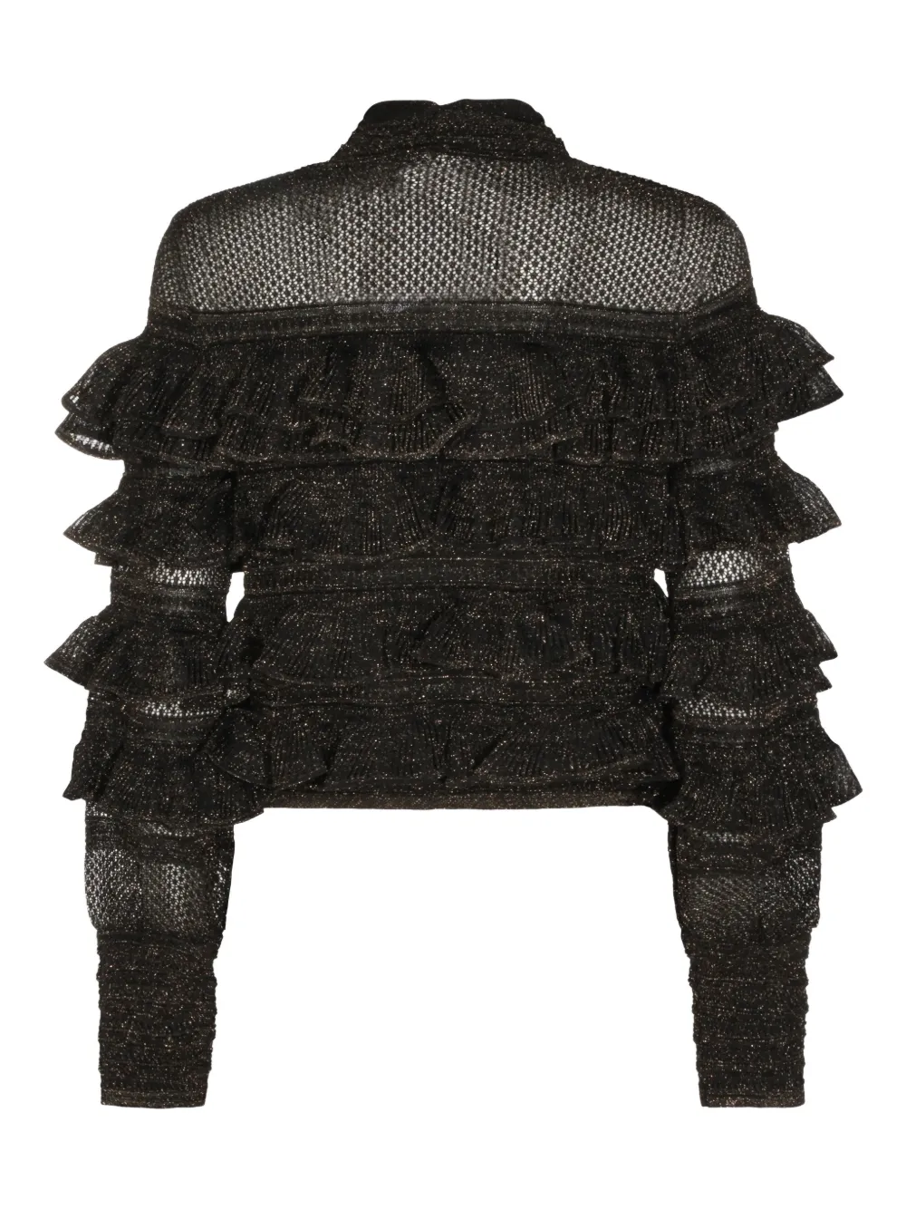 Zimmermann High Neck Long Sleeve Metallic Top In Green