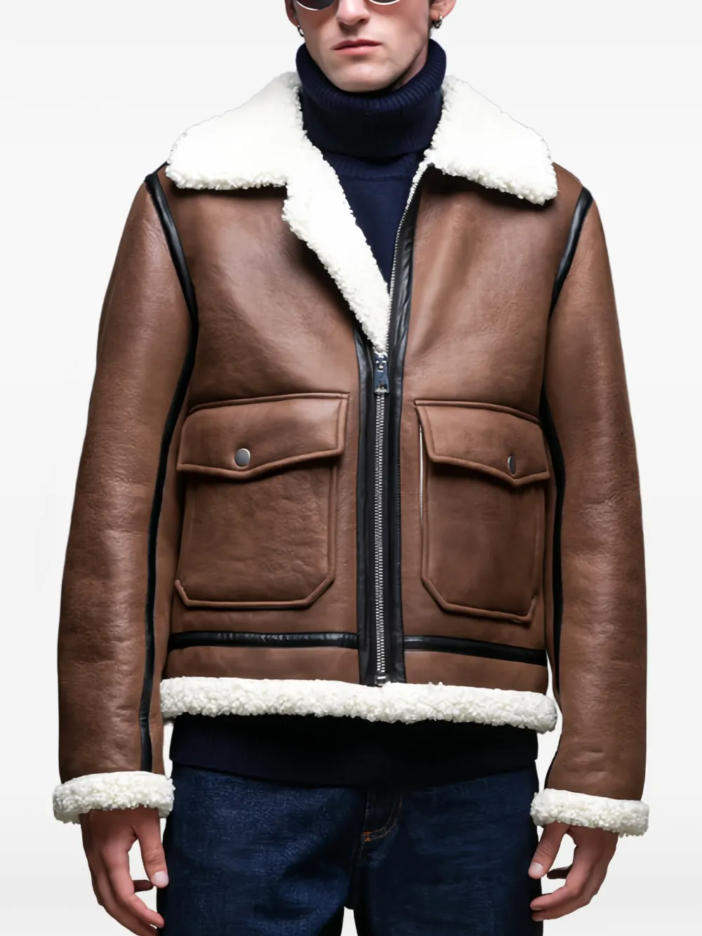 A.P.C. shearling-trim jacket | Brown | Image 1