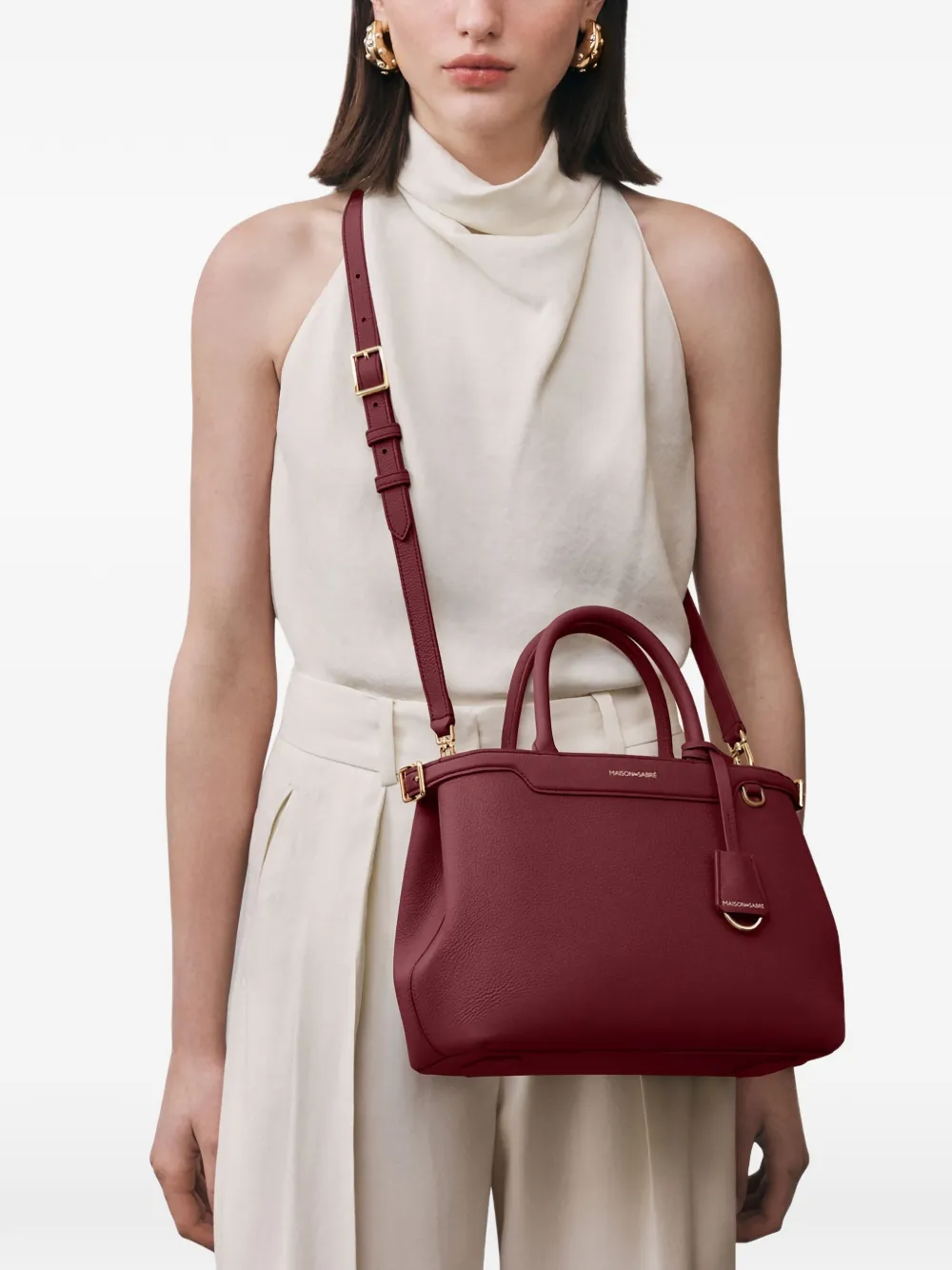 Maison De Sabre Medium Palais Belting Tote Bag In Burgundy