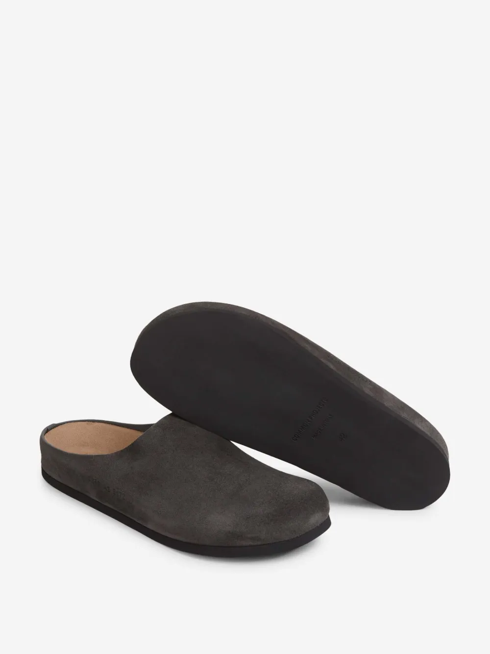 Common Projects Suede Flat Mules In Gray