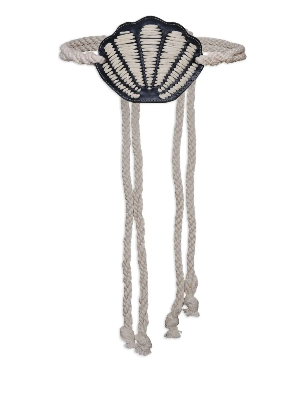 Johanna Ortiz Movimiento Marítimo shell-detail rope belt | Black | Image 1