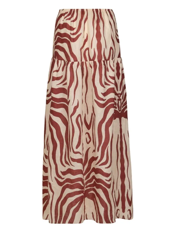 Johanna Ortiz Bohemia Tiered Skirt in Neutrals