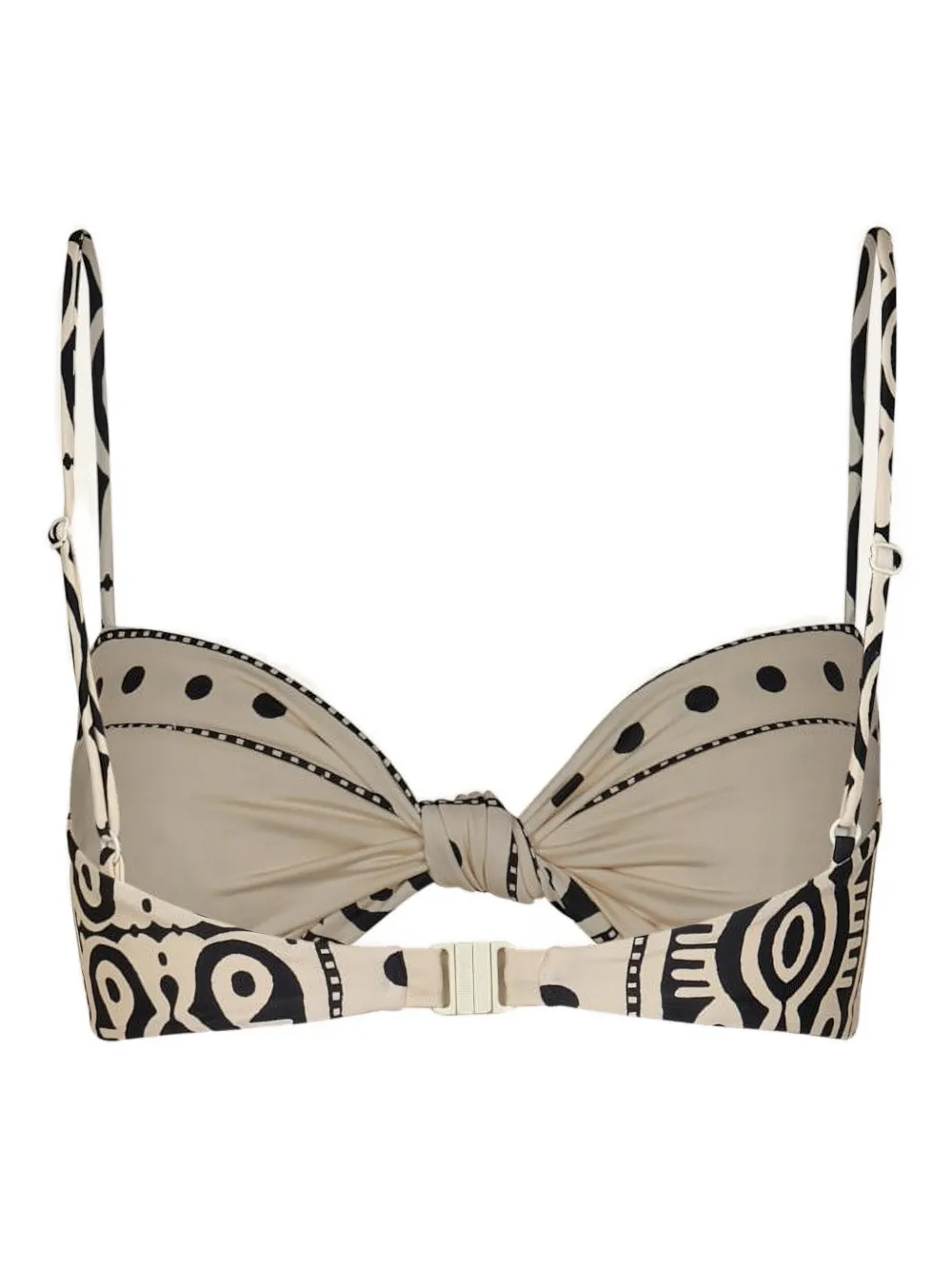 Johanna Ortiz Bandana Marina Printed Knot-detail Bikini Top In Neutral