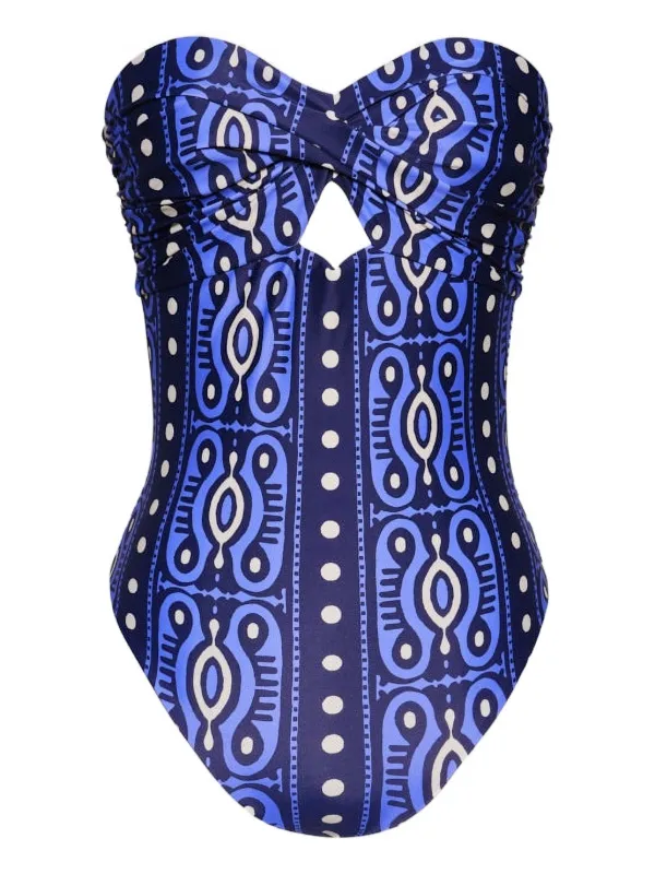 Johanna Ortiz Printed Swimsuit in Blue