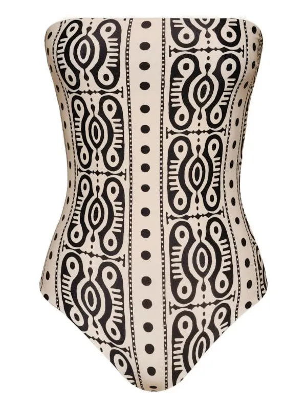 Johanna Ortiz Alta Mar Printed Swimsuit in Neutrals