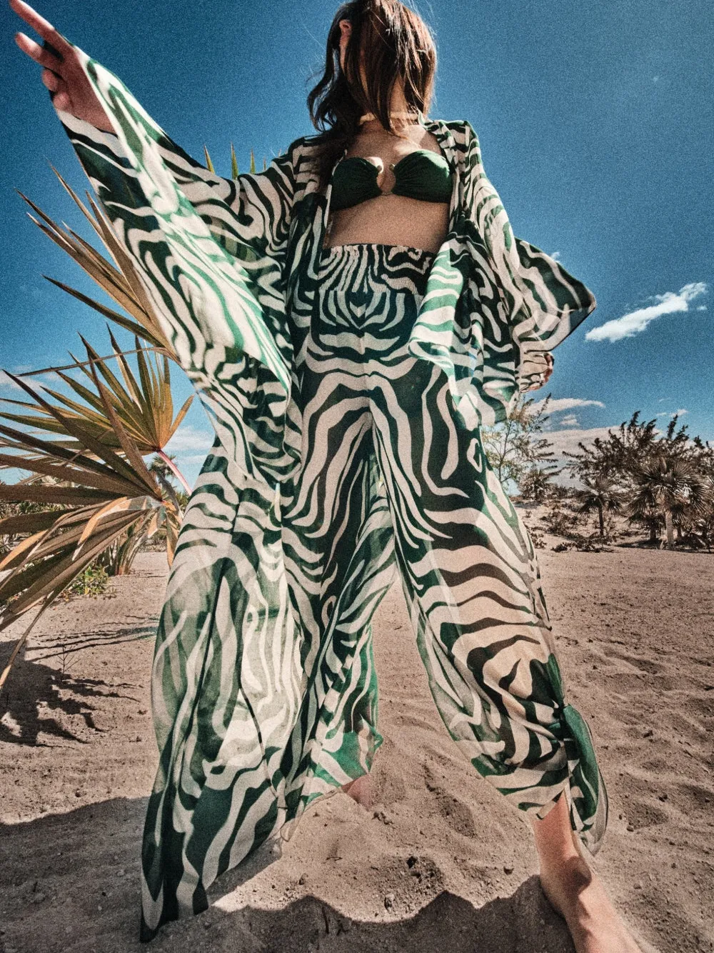 Johanna Ortiz In Eternity zebra-stripe trousers Groen