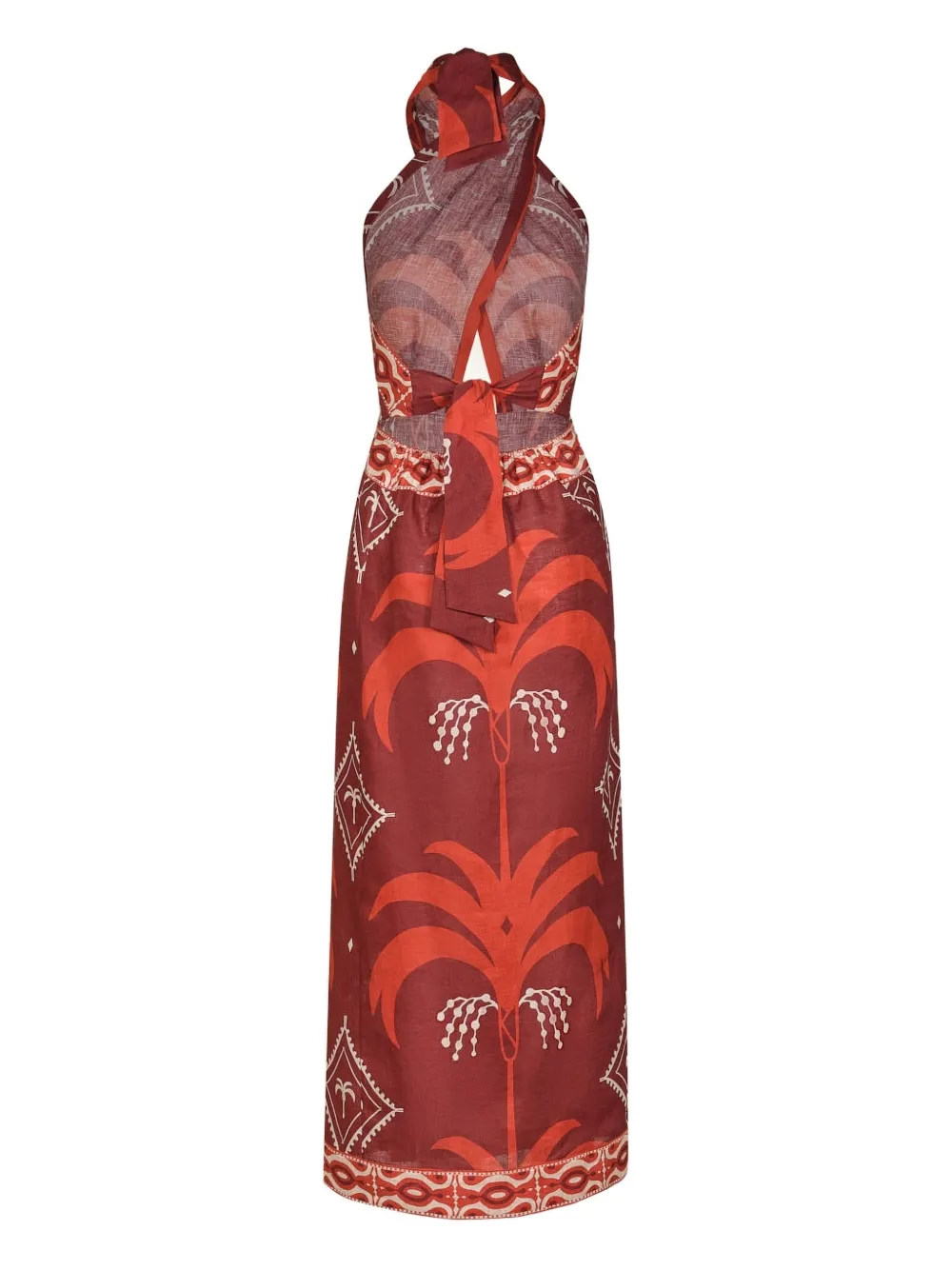 Johanna Ortiz Buen Viento printed halterneck dress - Rood