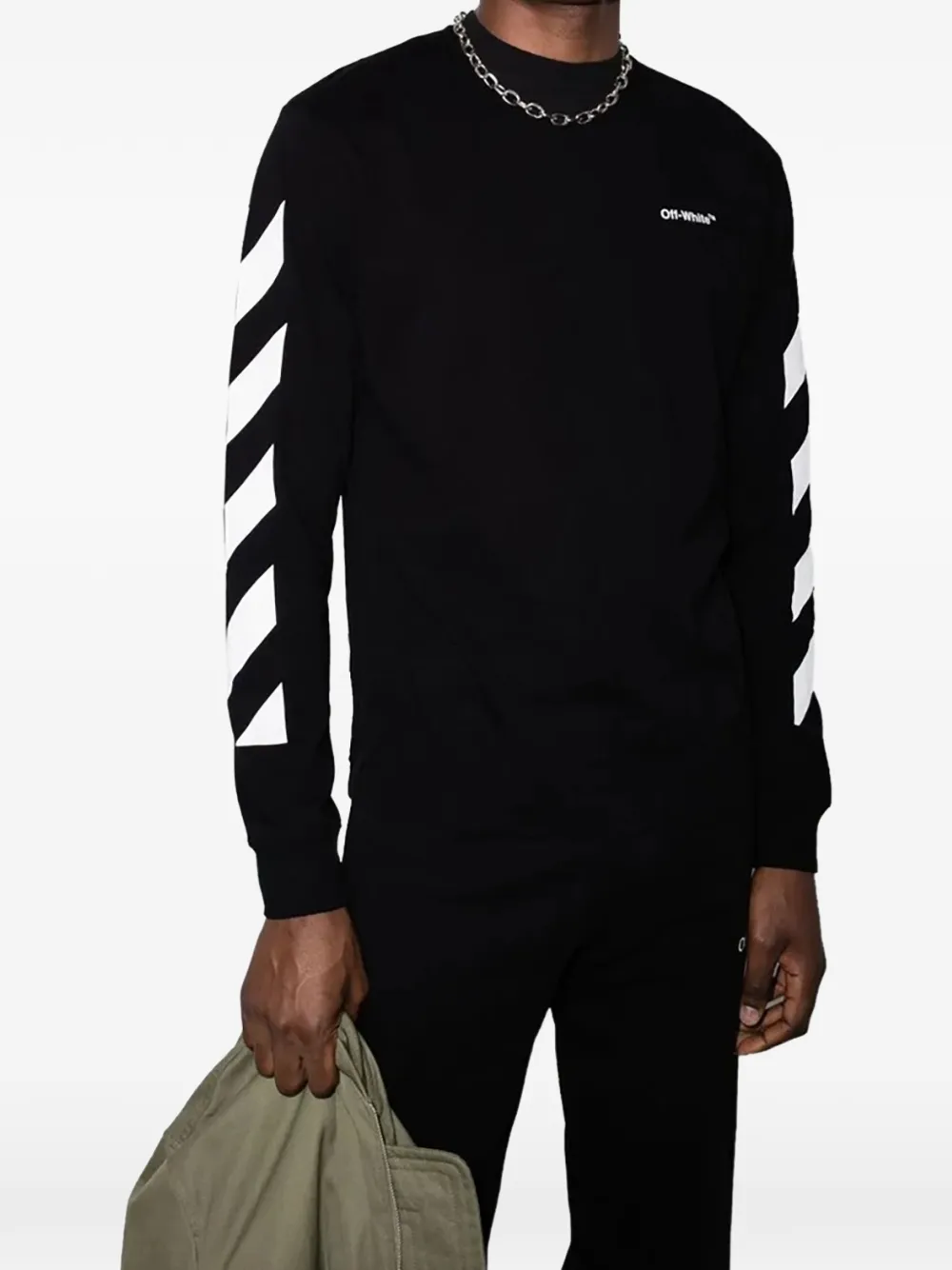 Off-White diagonal-stripes logo sweatshirt - Zwart