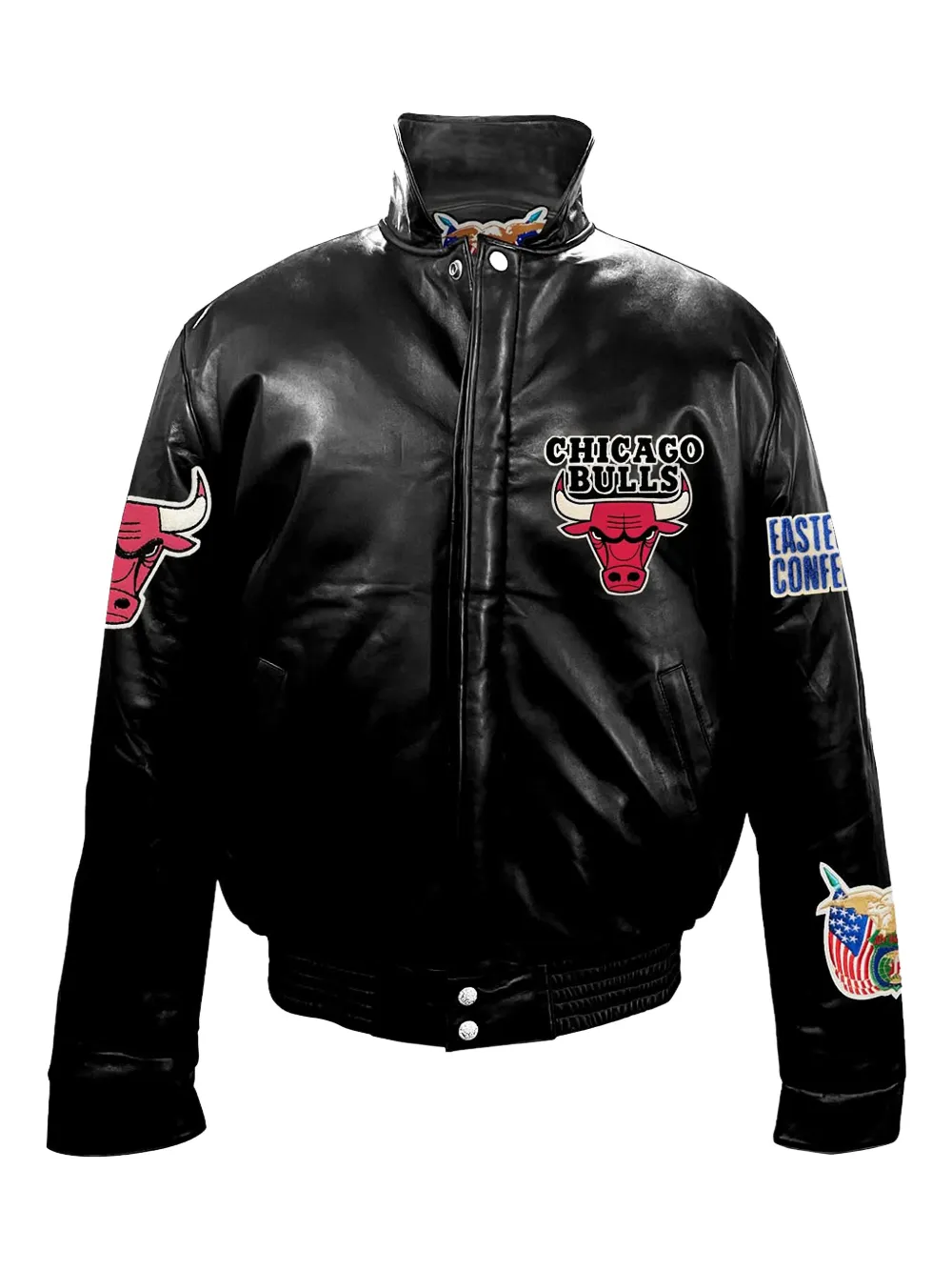 Jeff Hamilton Chicago Bulls leather puffer jacket | Black | Image 1