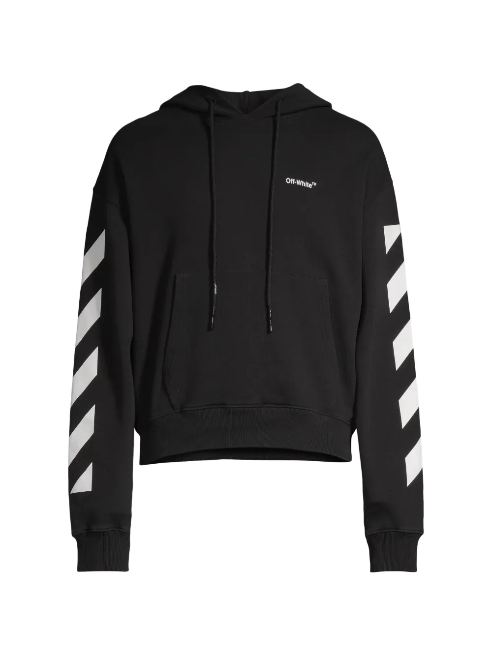 Off-White Hoodie mit diagonalen Streifen - Schwarz
