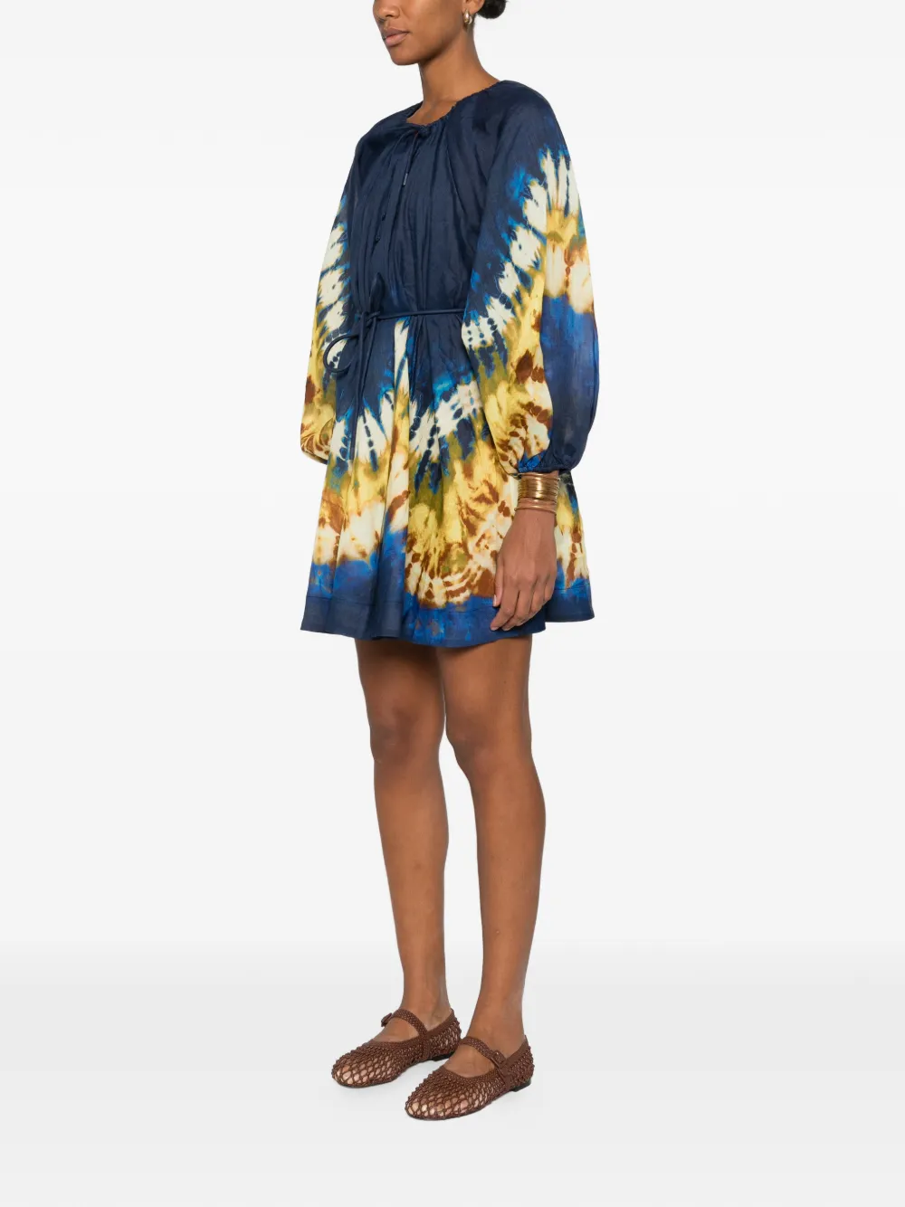 ALEMAIS Martine mini-jurk met ceintuur Blauw