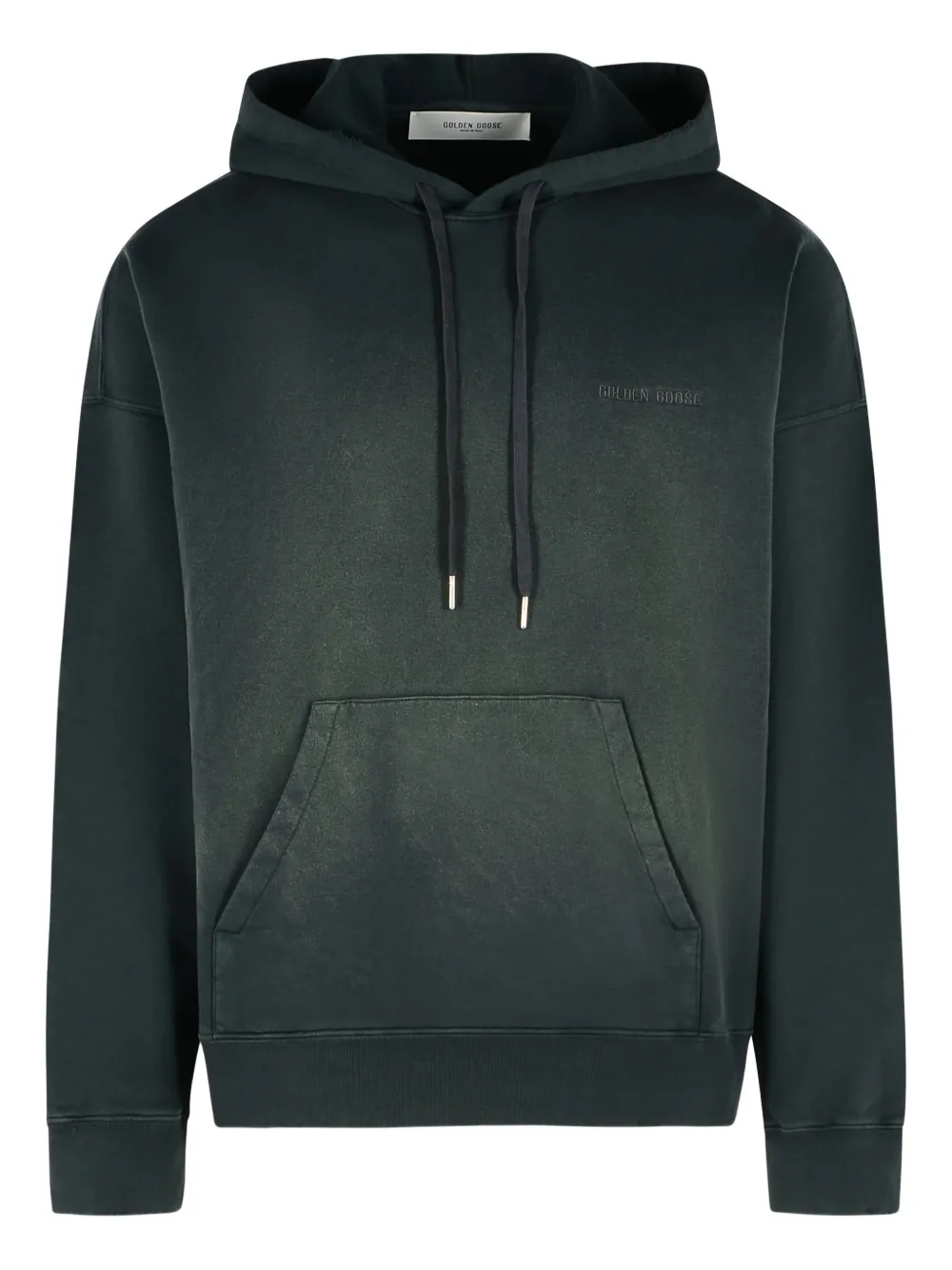 Golden Goose drawstring logo-embroidery hoodie - Green