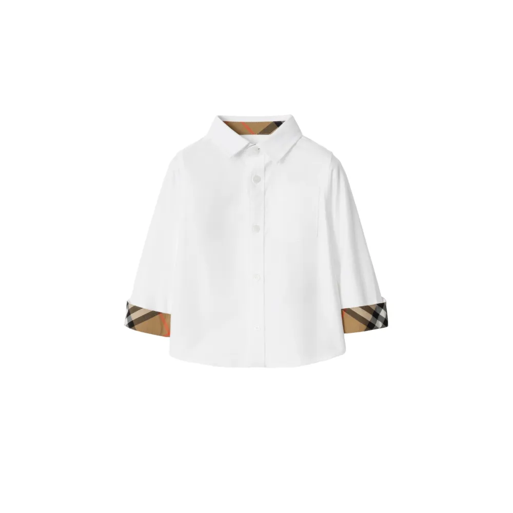 Burberry Check-trim Oxford Shirt In White