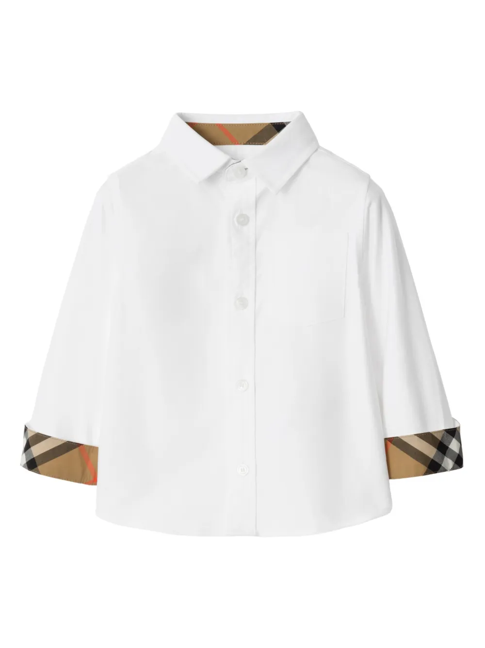 Burberry Kids check-trim Oxford shirt - Bianco