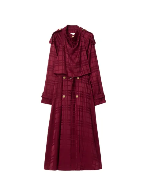 Burberry check double-breasted silk trench coat