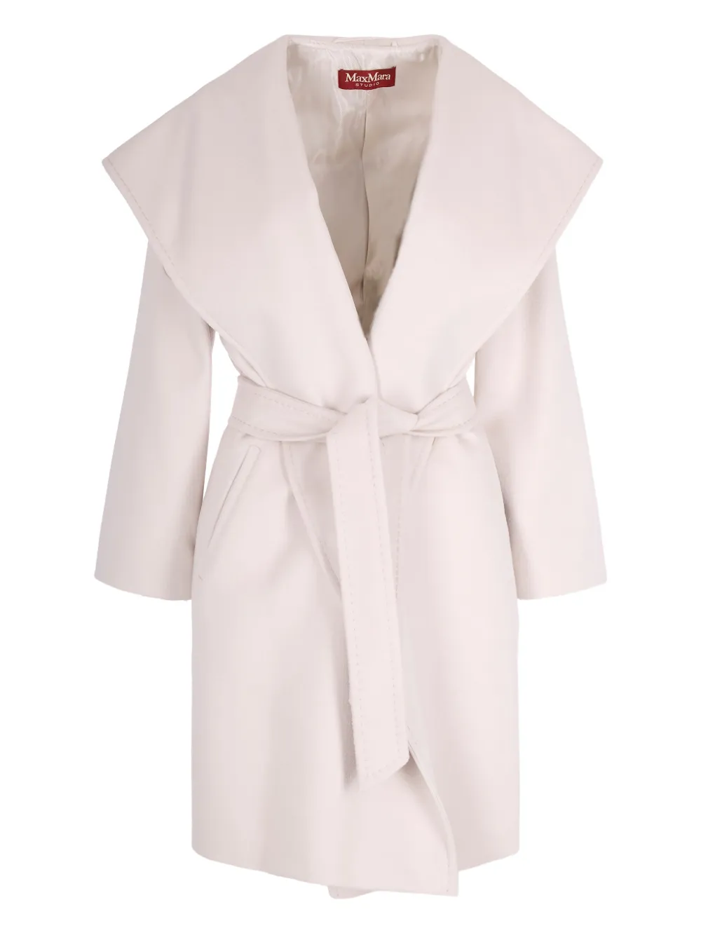 Max Mara Belted Oversized Coat In Neutral