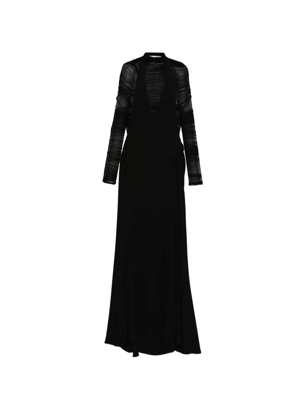 Christopher Esber ruched long-sleeve midi dress - Nero