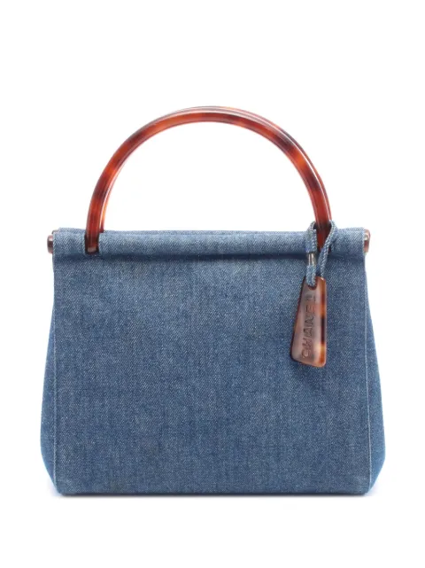 CHANEL Pre-Owned 1997-1999 CC Denim Tortoise Top Handle handbag
