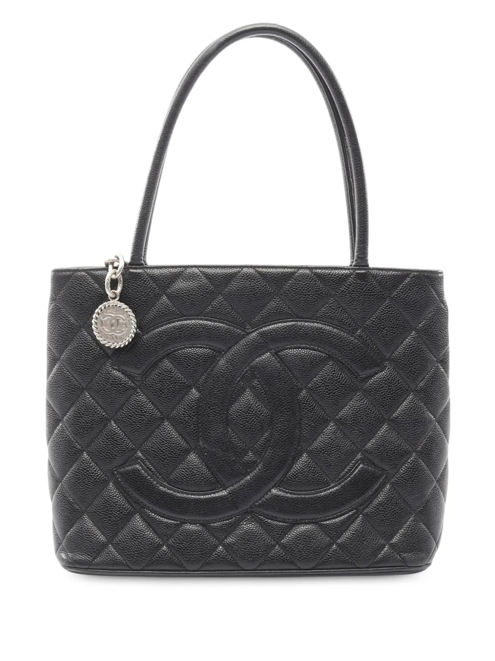 Pre-owned Chanel 2005-2006 Caviar Medallion Tote Bag In Black