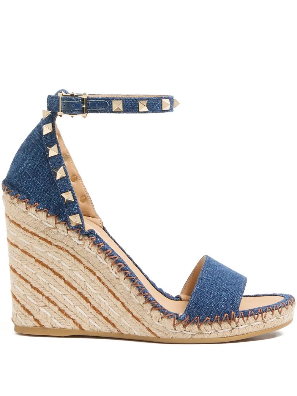 Valentino Garavani Rockstud double-wedge espadrilles - Blue