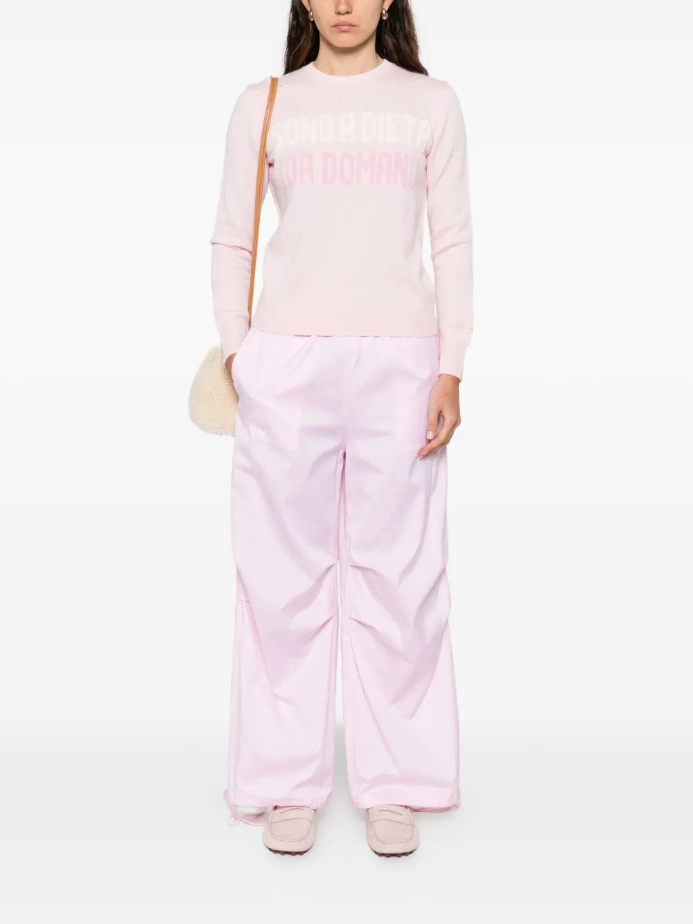  Mc2 Saint Barth Ribbed Knit Lettering Jumper - Pink 