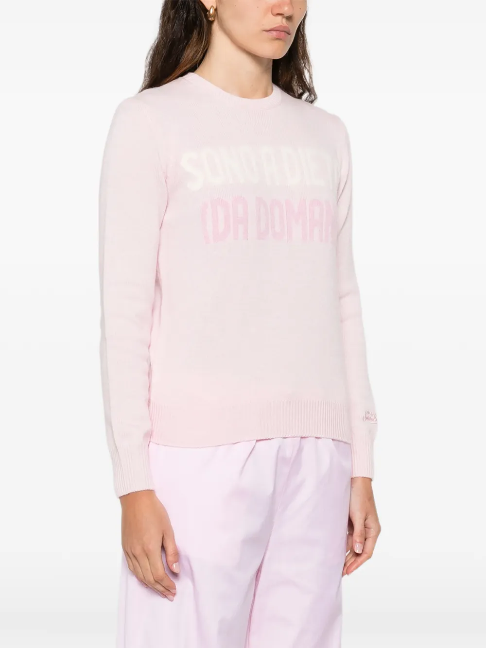  Mc2 Saint Barth Ribbed Knit Lettering Jumper - Pink 