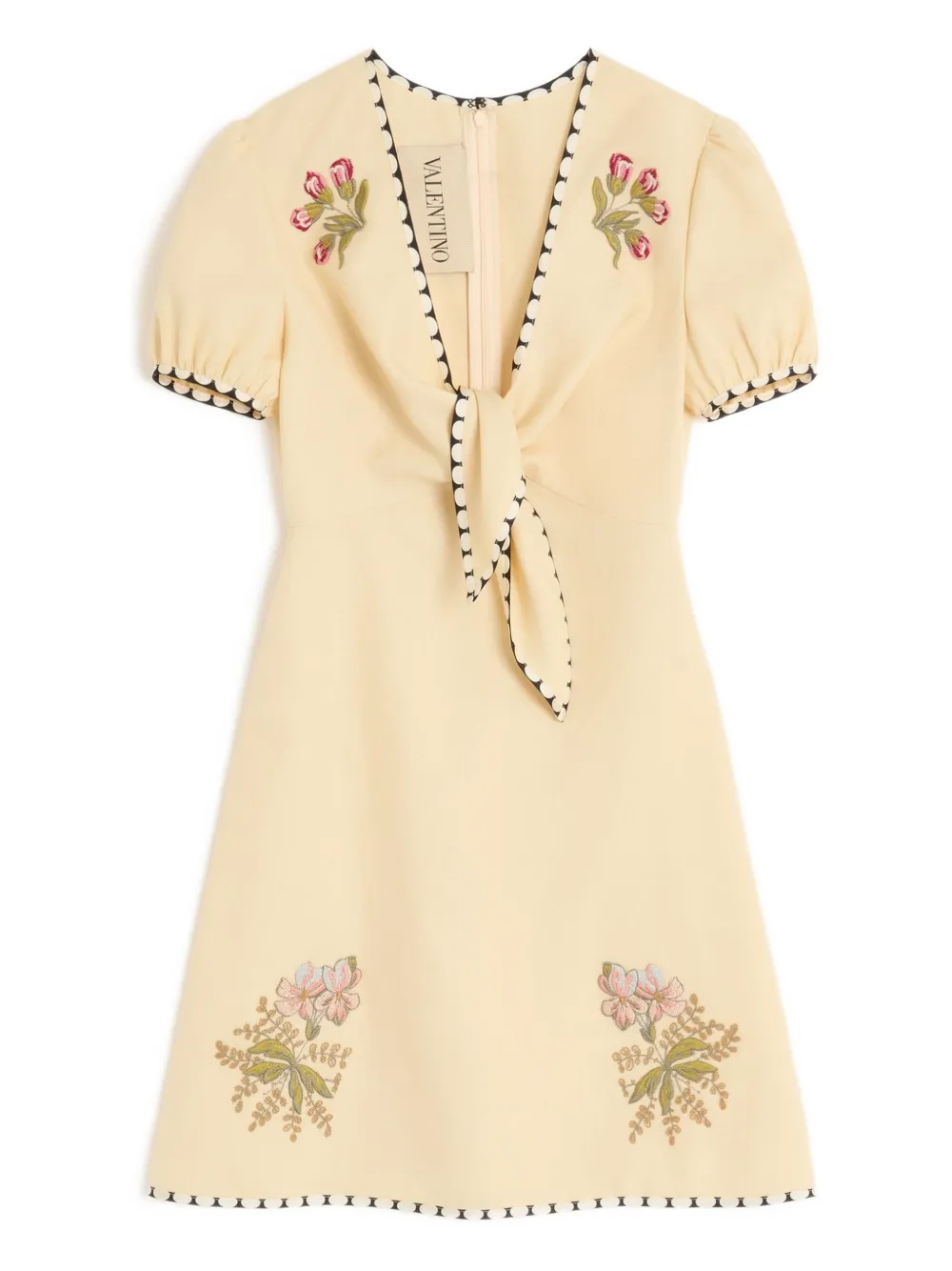 Valentino Embroidered Mini Dress In Neutral