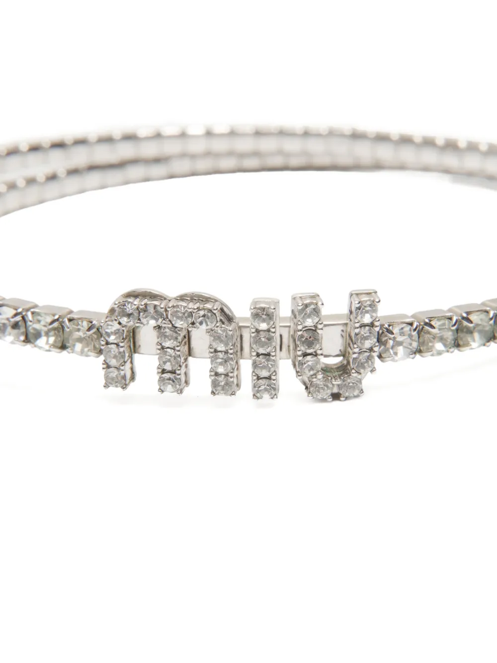 MIU MIU Pre-owned 2020-2025 Logo Necklace In Silver