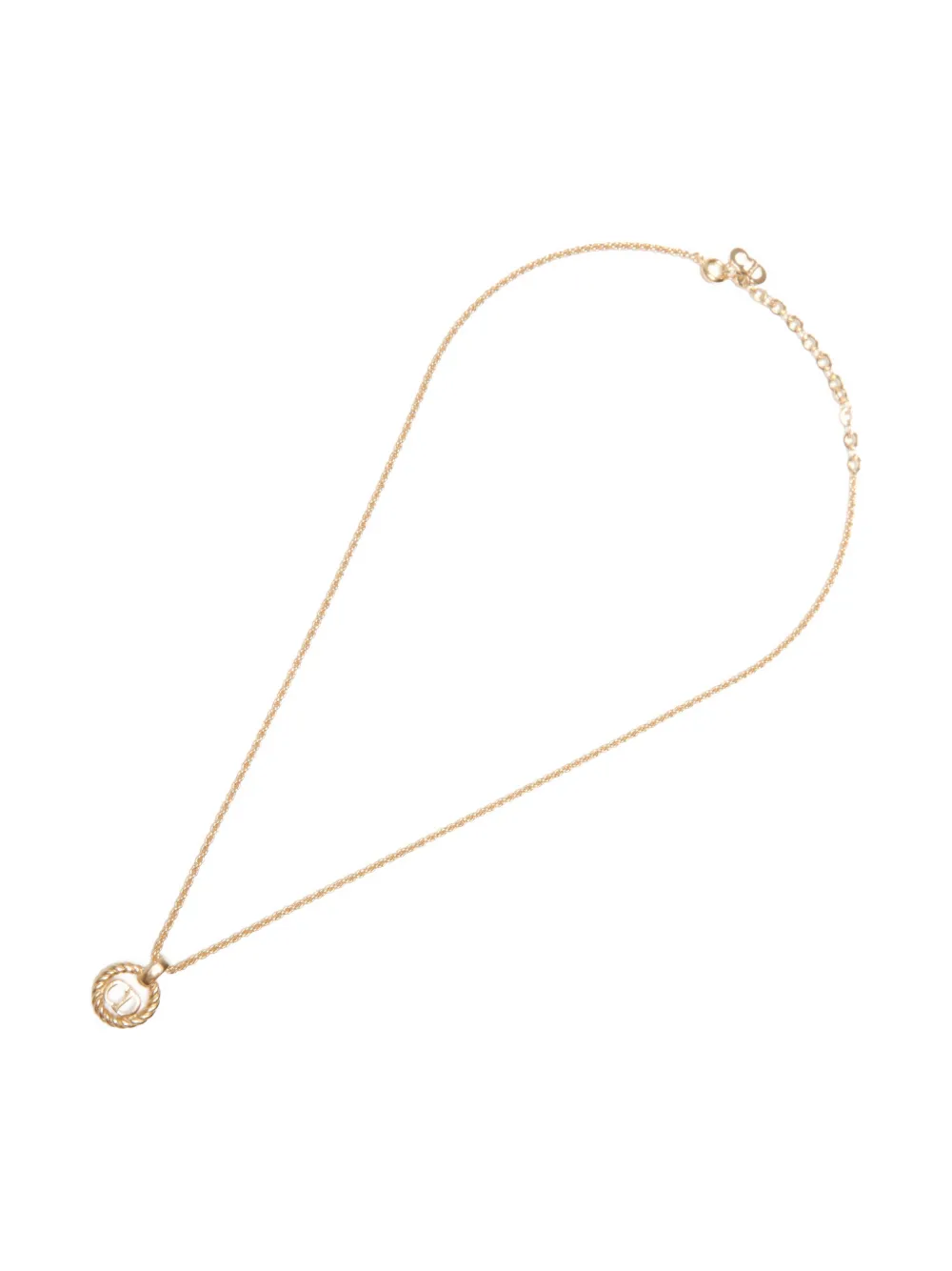 Pre-owned Dior 1980-1990s Logo-pendant Necklace In Gold