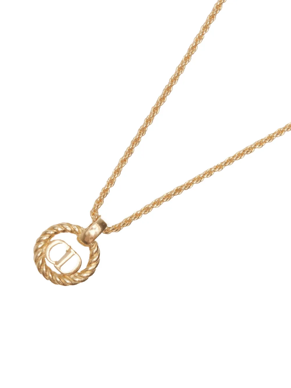 Pre-owned Dior 1980-1990s Logo-pendant Necklace In Gold