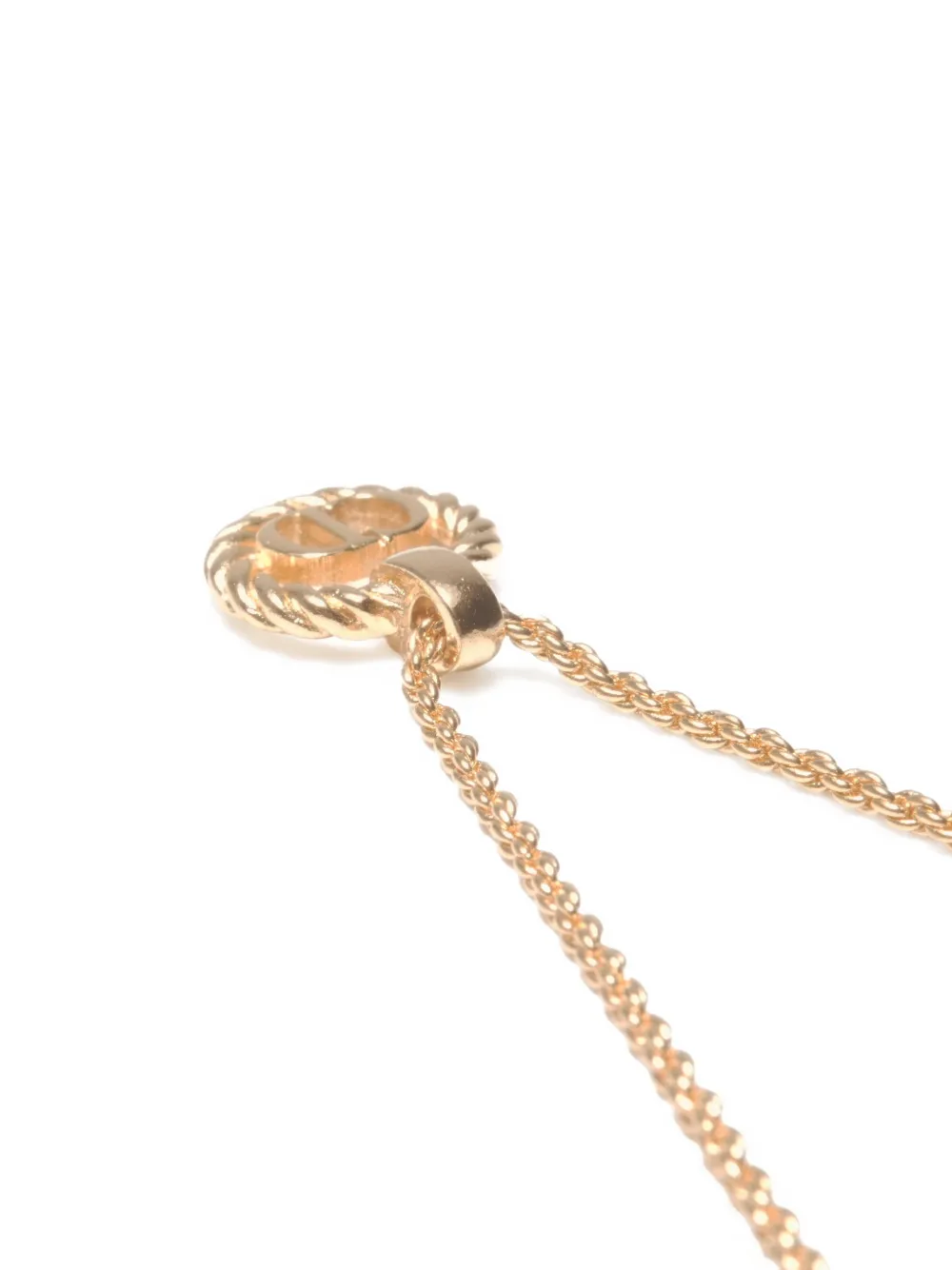 Pre-owned Dior 1980-1990s Logo-pendant Necklace In Gold
