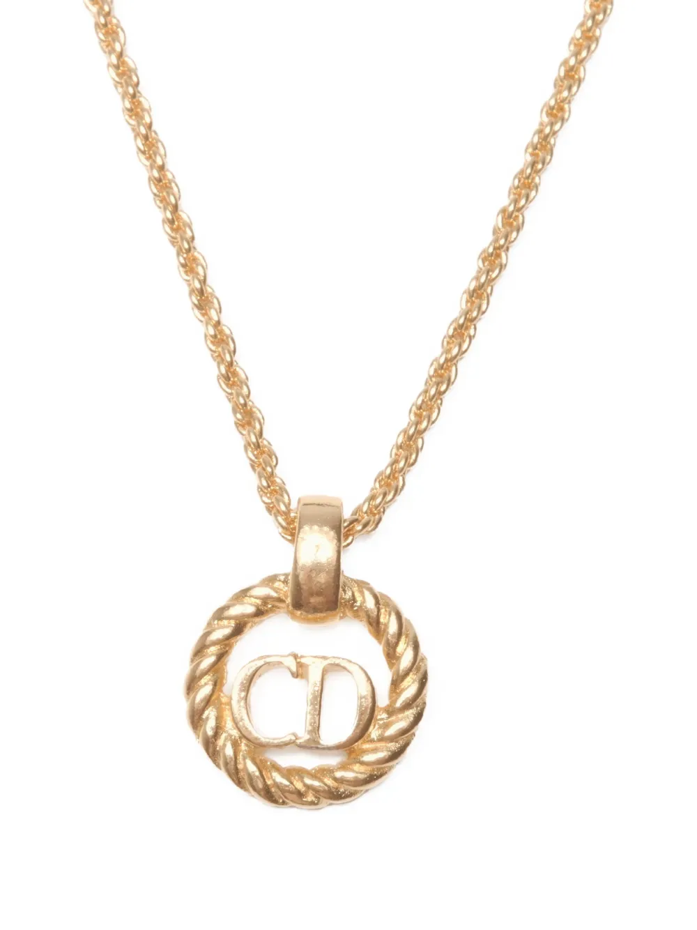 Pre-owned Dior 1980-1990s Logo-pendant Necklace In Gold