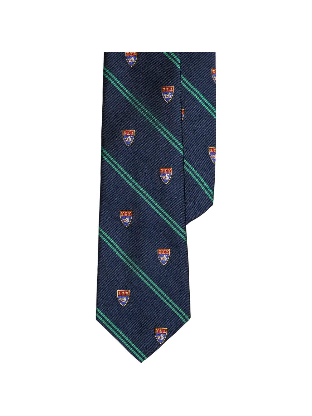 Polo Ralph Lauren Striped Club Embroidered-emblem Tie In Blue