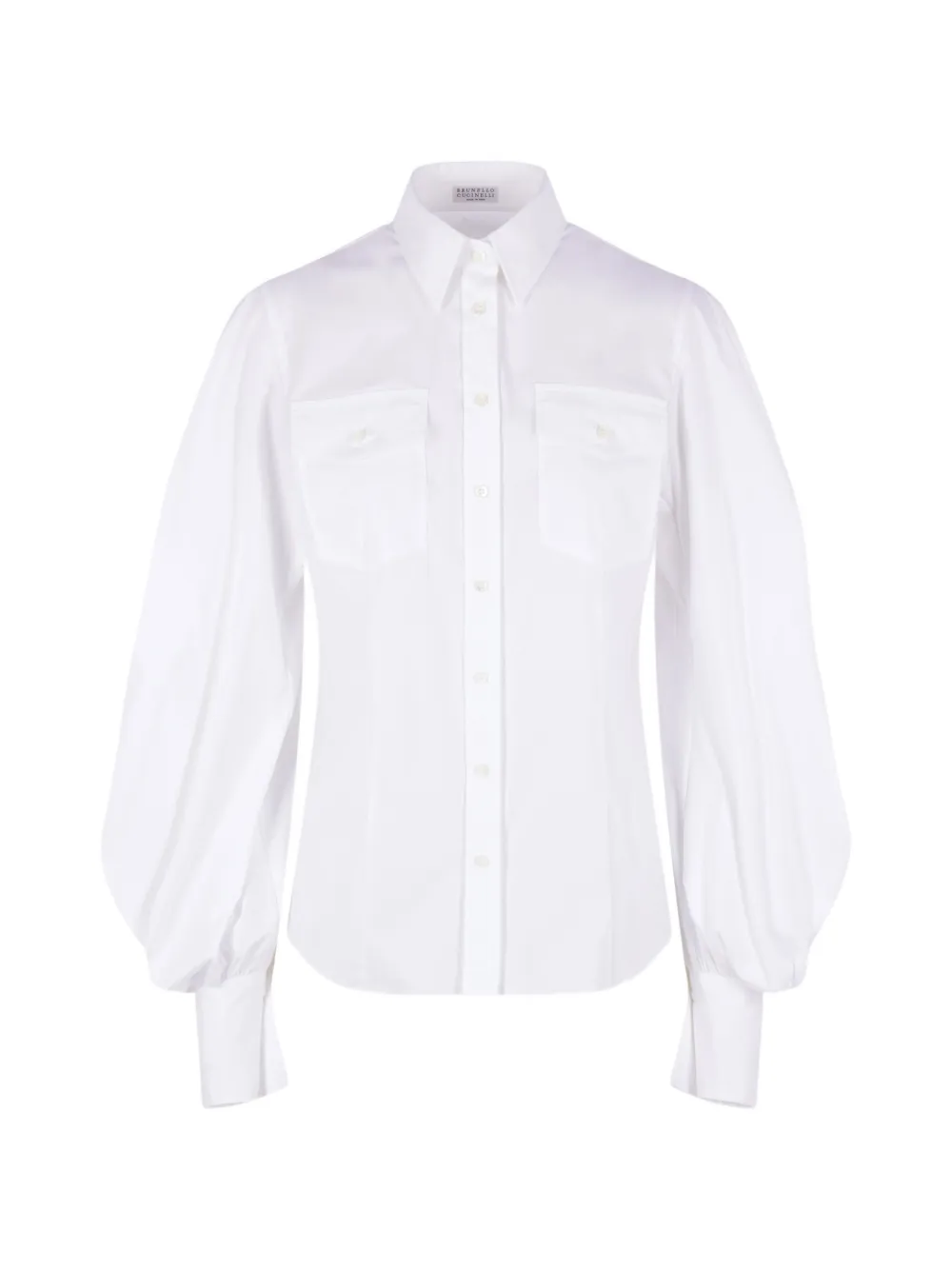 Brunello Cucinelli puffed sleeve pocket shirt - Bianco