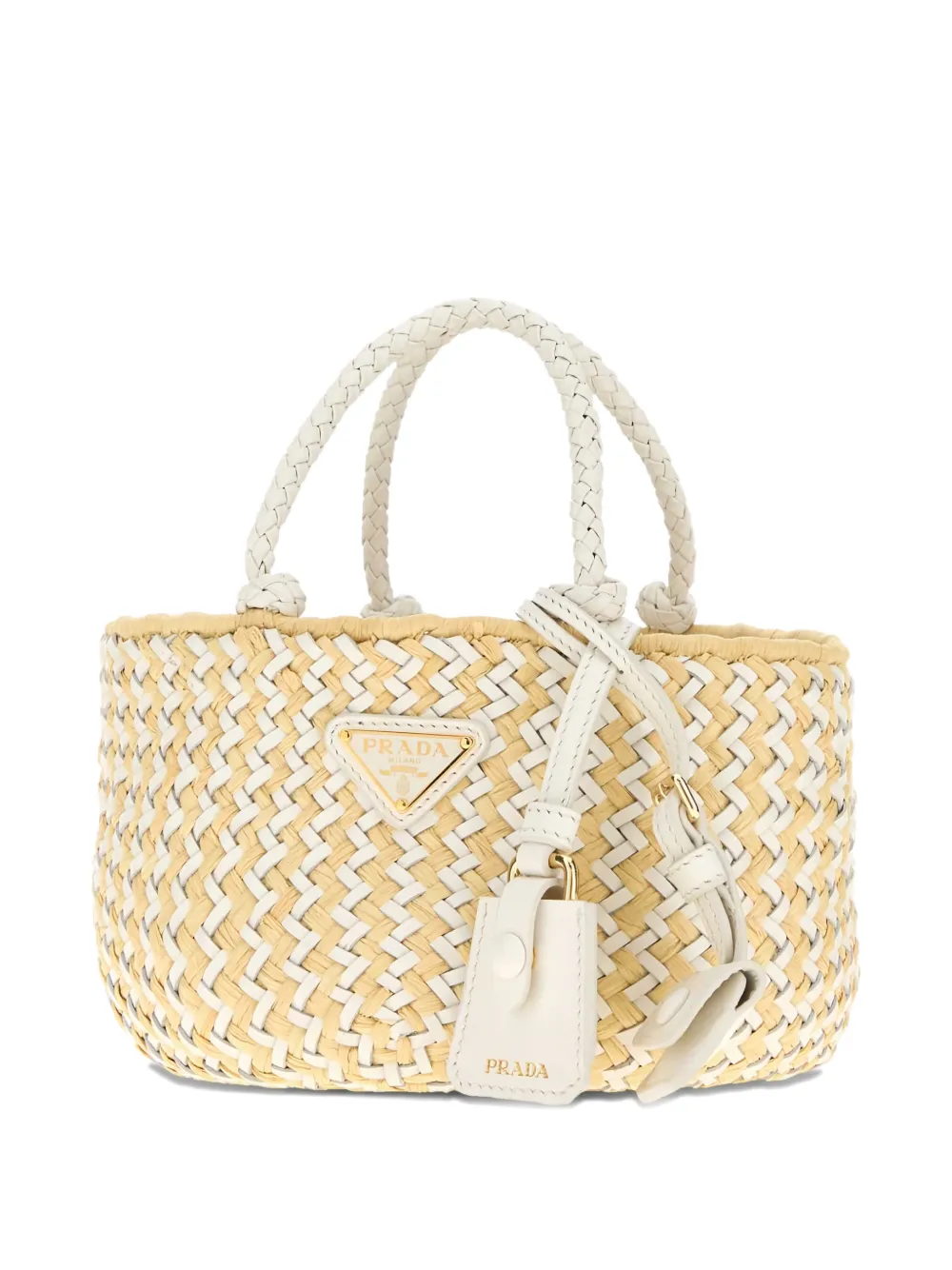 Prada leather-handle tote bag Beige