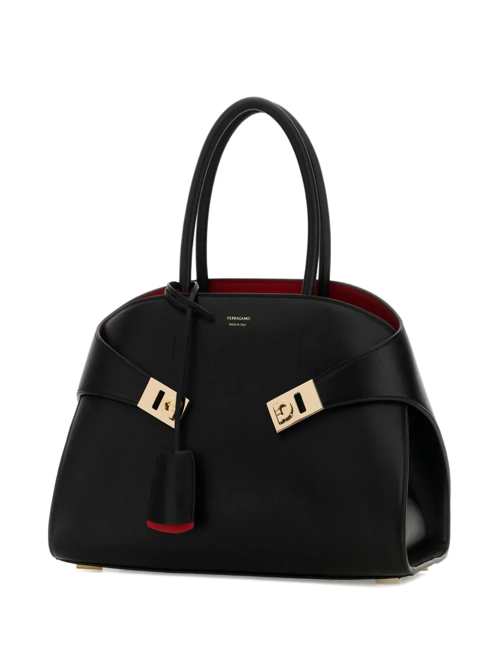Ferragamo medium Hug leather tote bag Zwart