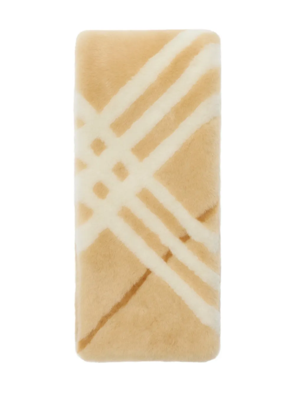 Burberry Equestrian Knight Design Check Shearling Scarf In Brown