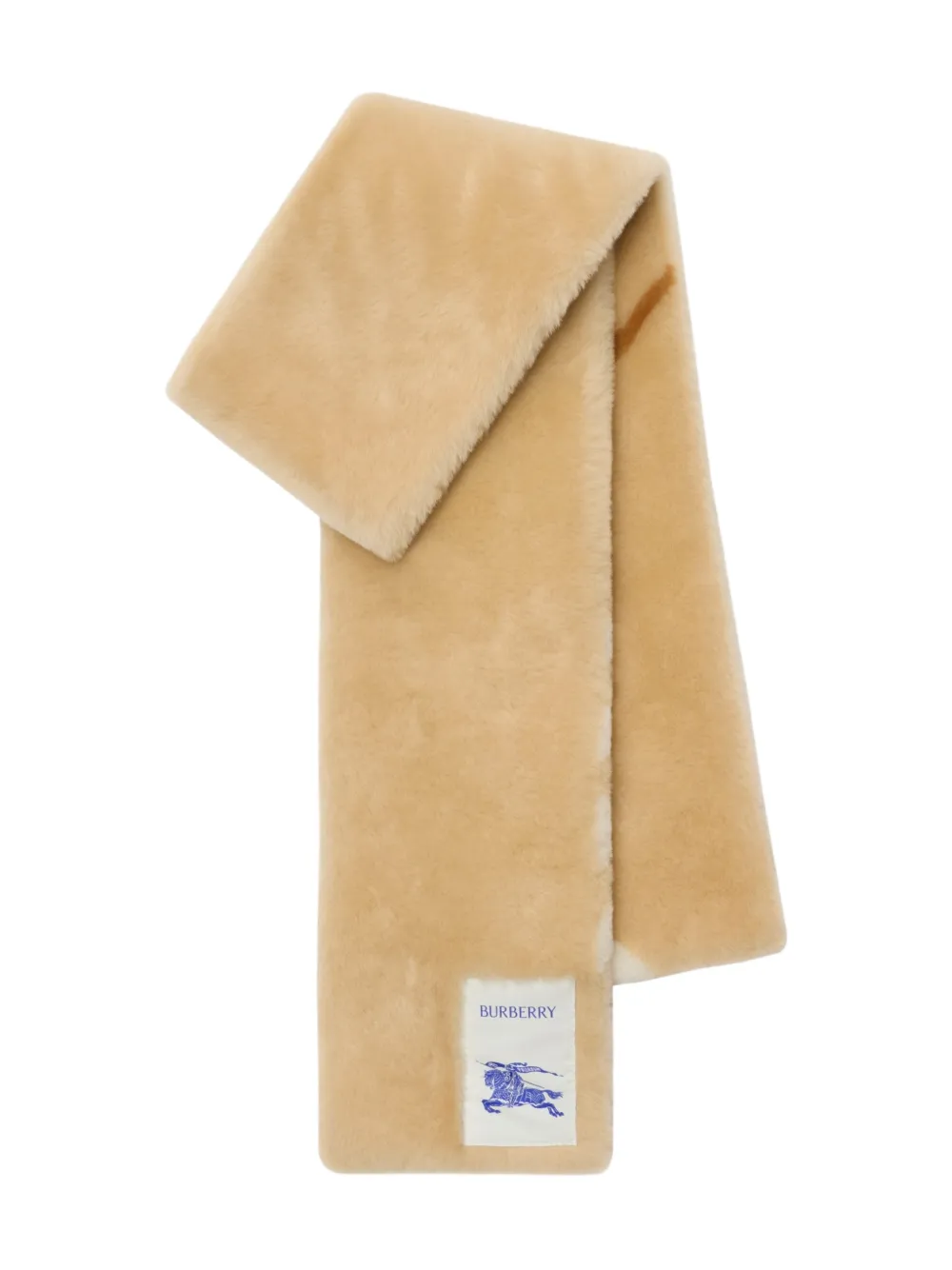 Burberry Equestrian Knight Design check shearling scarf | Neutrals | Image 1