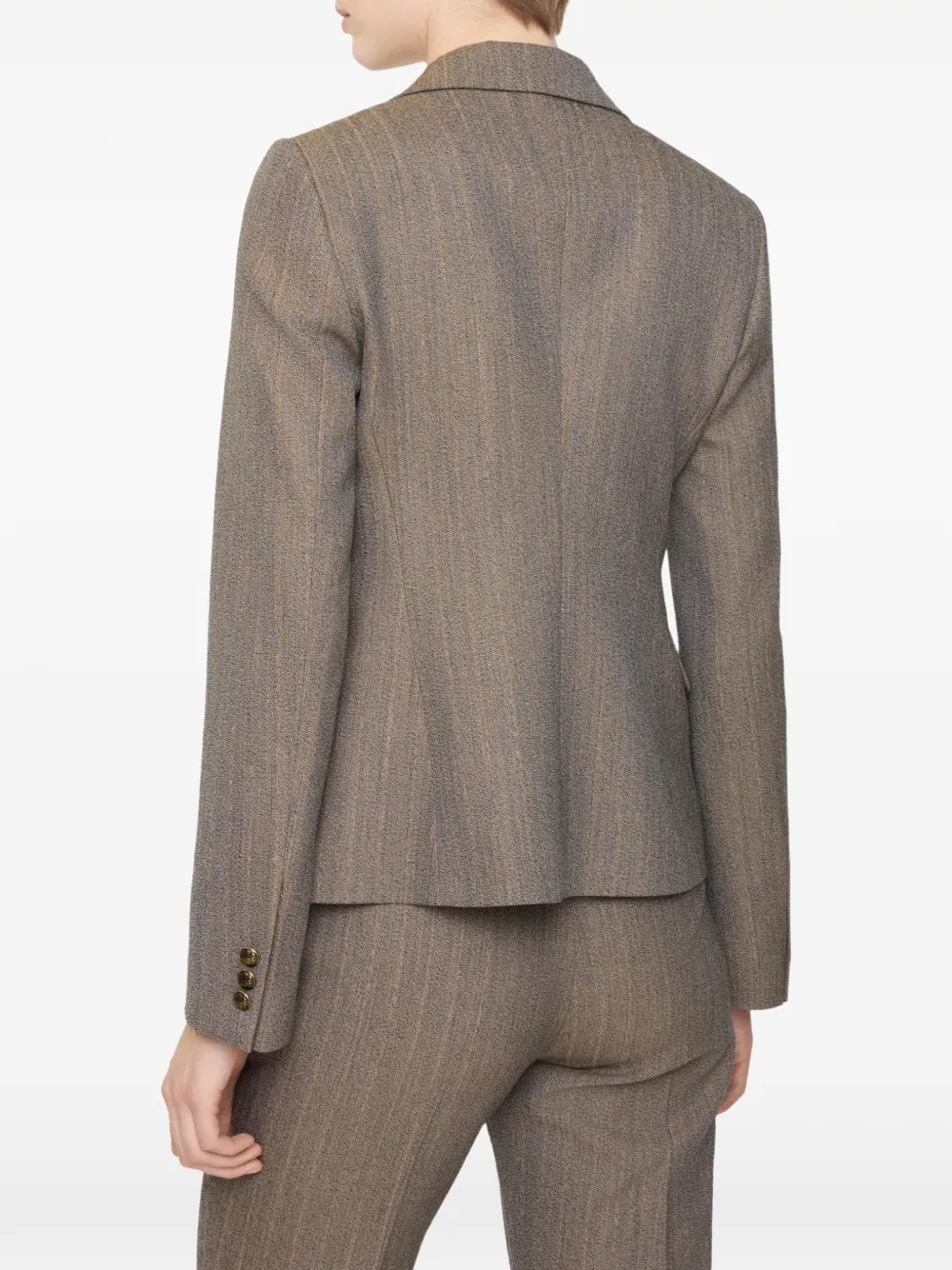 Burberry Striped Button-up Blazer In Brown