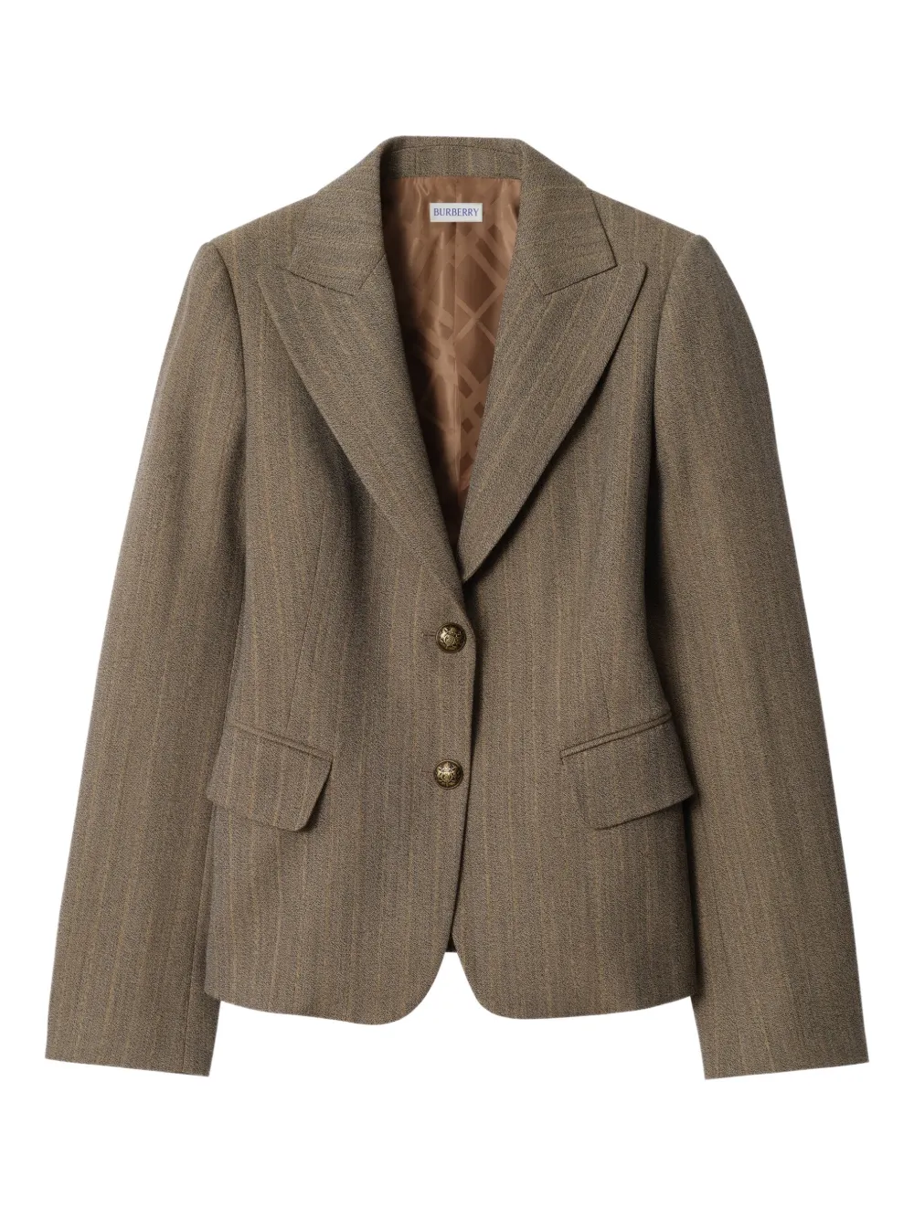 Burberry Striped Button-up Blazer In Brown