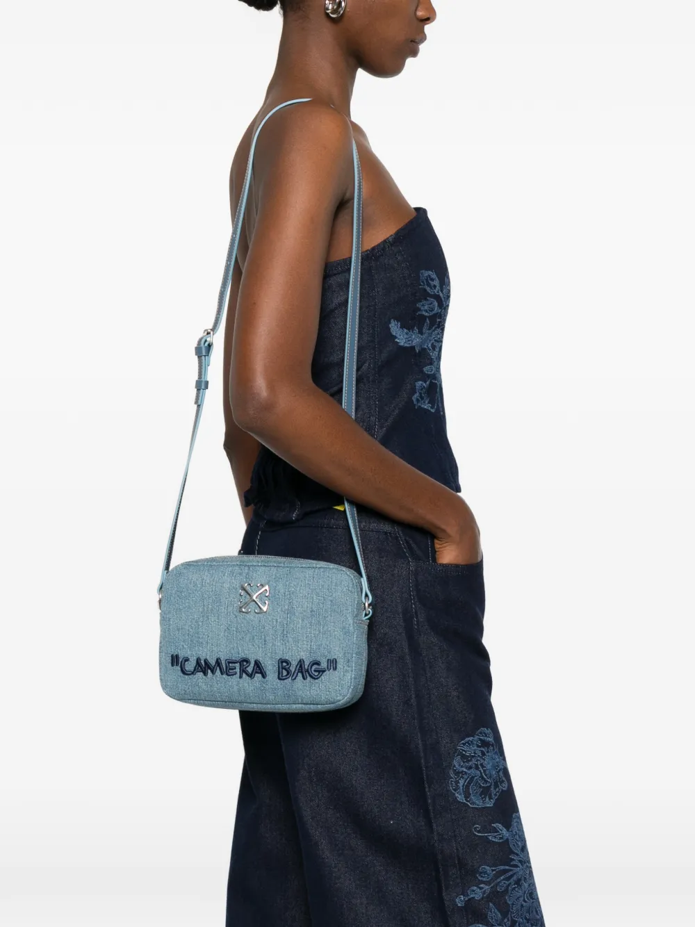 Off-white Jitney Camera Logo-plaque Cross Body Bag In Blue