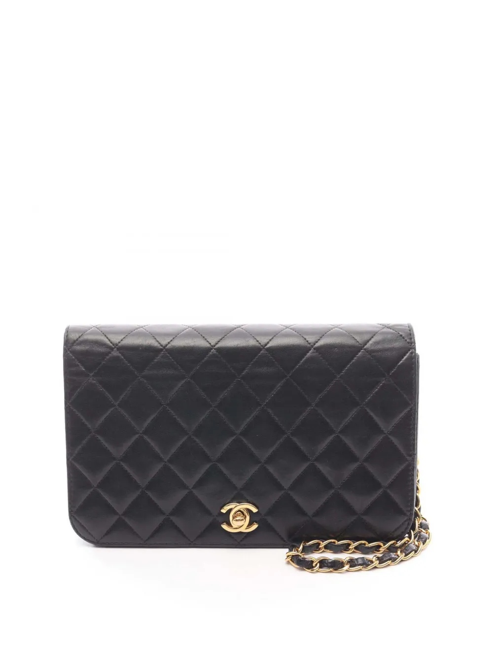 CHANEL Pre-owned 2000-2002 Cc Quilted Lambskin Full Single Flap Crossbody Bag In Black
