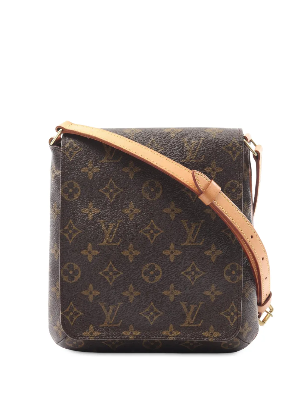 Pre-owned Louis Vuitton 2002 Monogram Musette Salsa Pm Long Strap Crossbody Bag In Brown