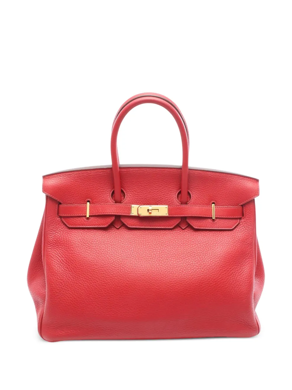 Pre-owned Hermes 2010 Taurillon Clemence Birkin Retourne 35 Handbag In Red