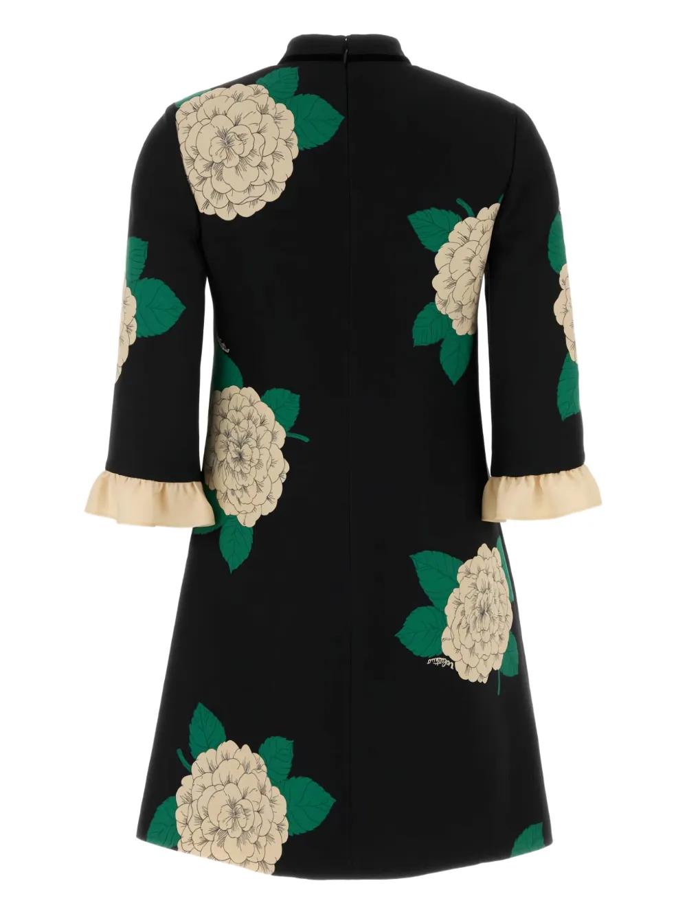 Valentino Apres Lhiver Macro Ortensia Mini Dress With Bow In Black