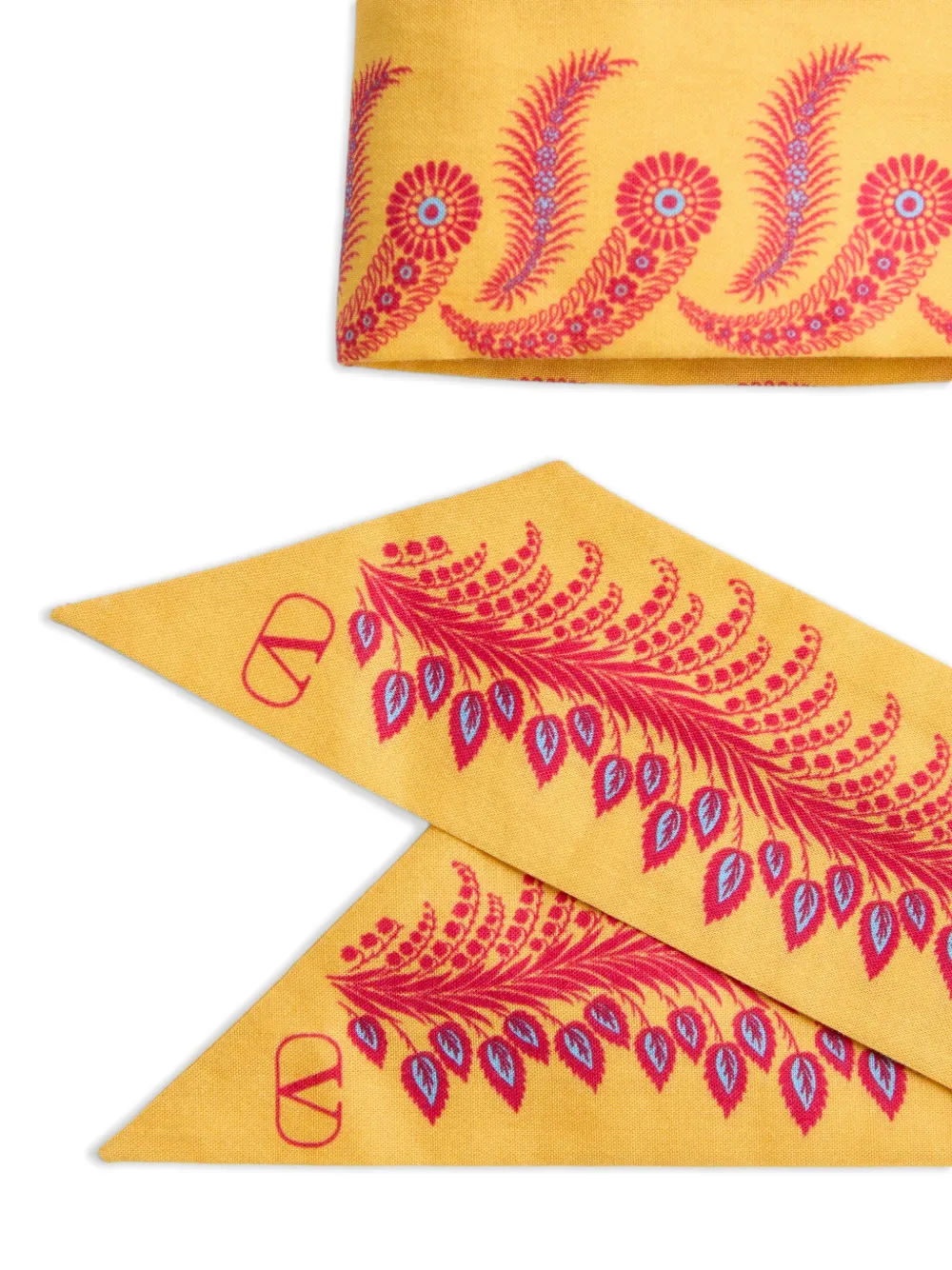 Valentino Garavani Escape Headband In Cotton And Silk Woman Multicolour Uni In Orange